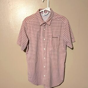 Columbia Button Down Short Sleeve Shirt Pink Mens Size‎ Medium